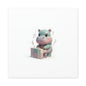Cute Hippo Playing Piano Matte Canvas Print — Nursery Wall Art