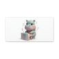 Cute Hippo Playing Piano Matte Canvas Print — Nursery Wall Art