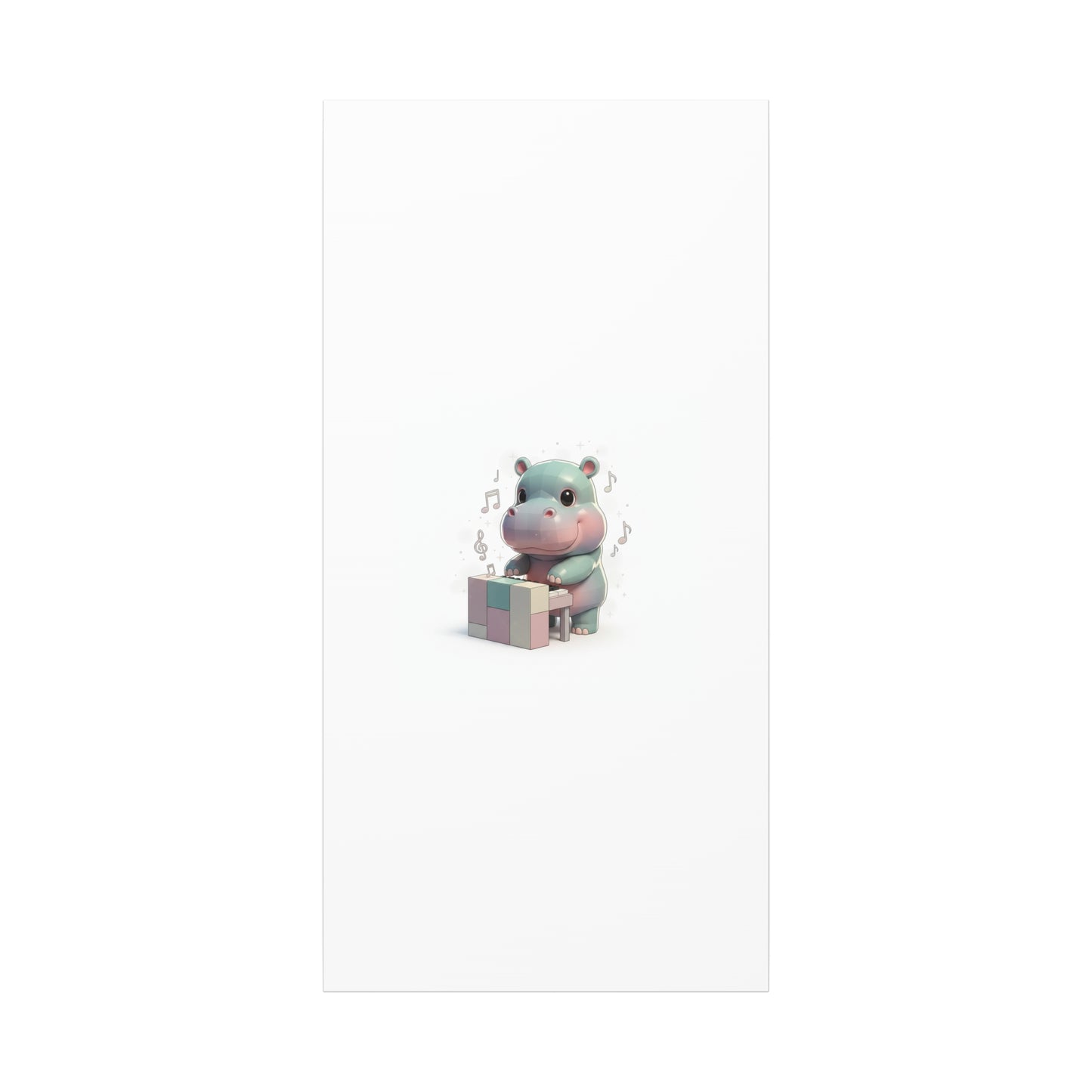 Cute Hippo Playing Piano Matte Canvas Print — Nursery Wall Art