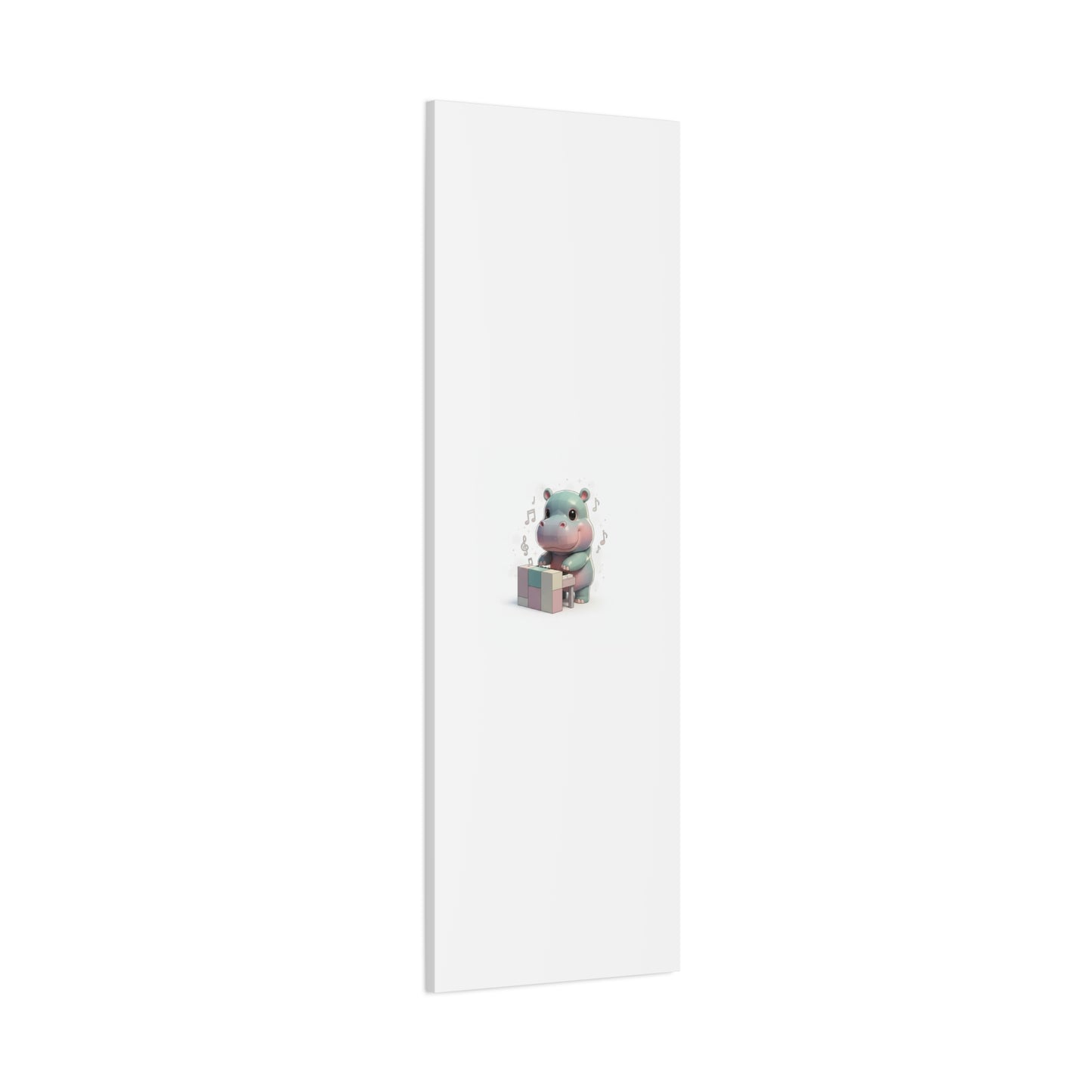 Cute Hippo Playing Piano Matte Canvas Print — Nursery Wall Art