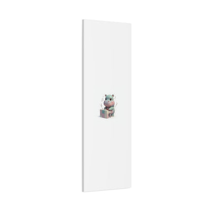 Cute Hippo Playing Piano Matte Canvas Print — Nursery Wall Art