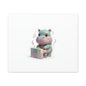 Cute Hippo Playing Piano Matte Canvas Print — Nursery Wall Art