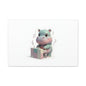 Cute Hippo Playing Piano Matte Canvas Print — Nursery Wall Art