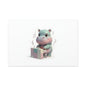 Cute Hippo Playing Piano Matte Canvas Print — Nursery Wall Art