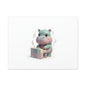 Cute Hippo Playing Piano Matte Canvas Print — Nursery Wall Art