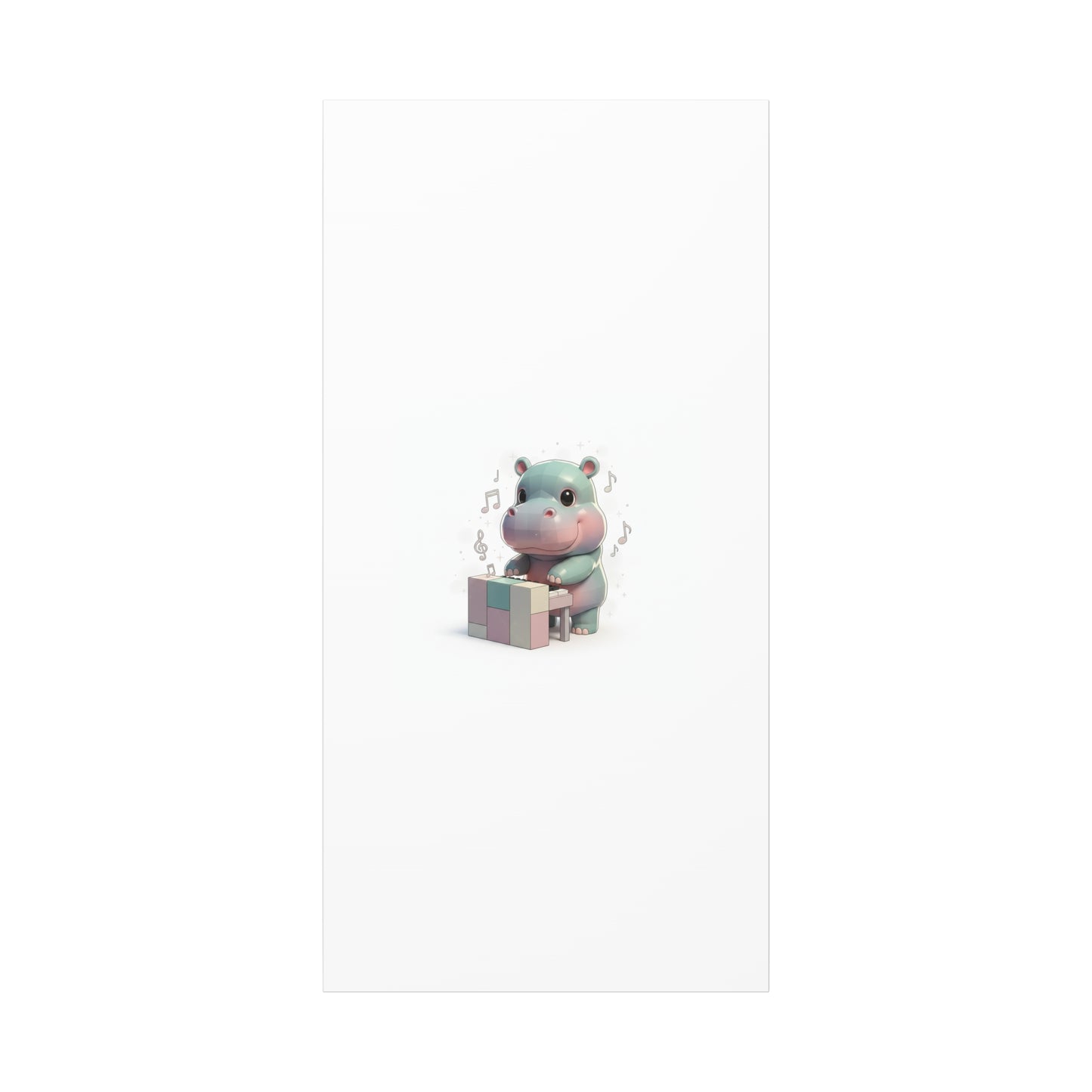 Cute Hippo Playing Piano Matte Canvas Print — Nursery Wall Art