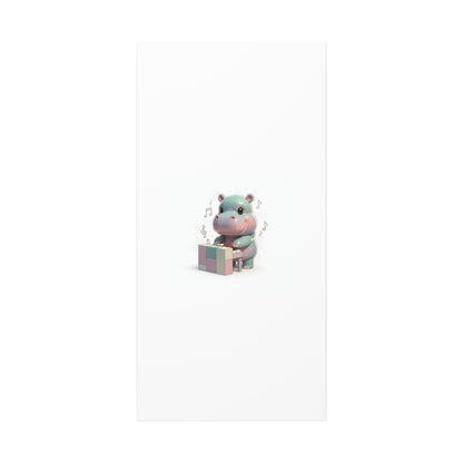 Cute Hippo Playing Piano Matte Canvas Print — Nursery Wall Art