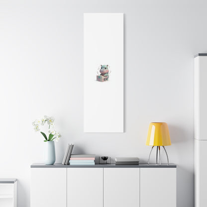 Cute Hippo Playing Piano Matte Canvas Print — Nursery Wall Art