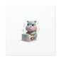 Cute Hippo Playing Piano Matte Canvas Print — Nursery Wall Art