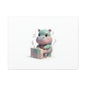 Cute Hippo Playing Piano Matte Canvas Print — Nursery Wall Art