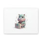 Cute Hippo Playing Piano Matte Canvas Print — Nursery Wall Art
