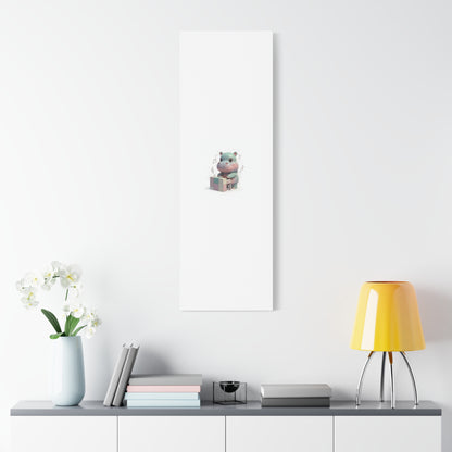 Cute Hippo Playing Piano Matte Canvas Print — Nursery Wall Art