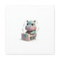 Cute Hippo Playing Piano Matte Canvas Print — Nursery Wall Art