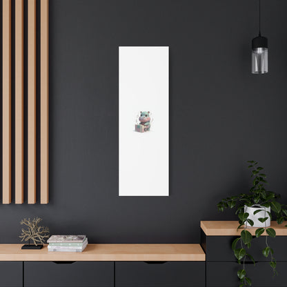 Cute Hippo Playing Piano Matte Canvas Print — Nursery Wall Art