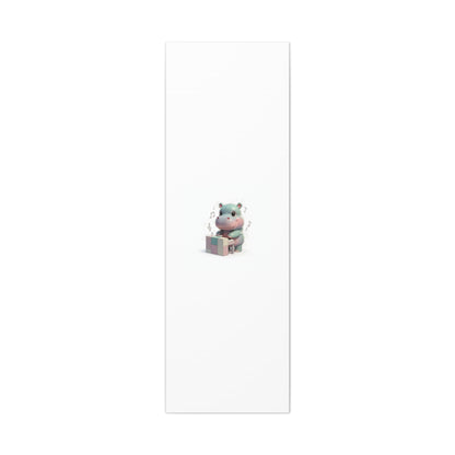 Cute Hippo Playing Piano Matte Canvas Print — Nursery Wall Art