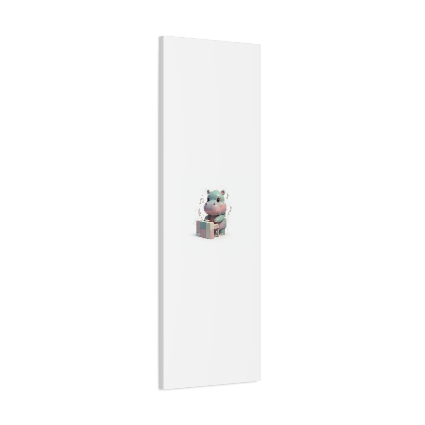 Cute Hippo Playing Piano Matte Canvas Print — Nursery Wall Art