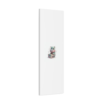 Cute Hippo Playing Piano Matte Canvas Print — Nursery Wall Art