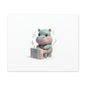 Cute Hippo Playing Piano Matte Canvas Print — Nursery Wall Art