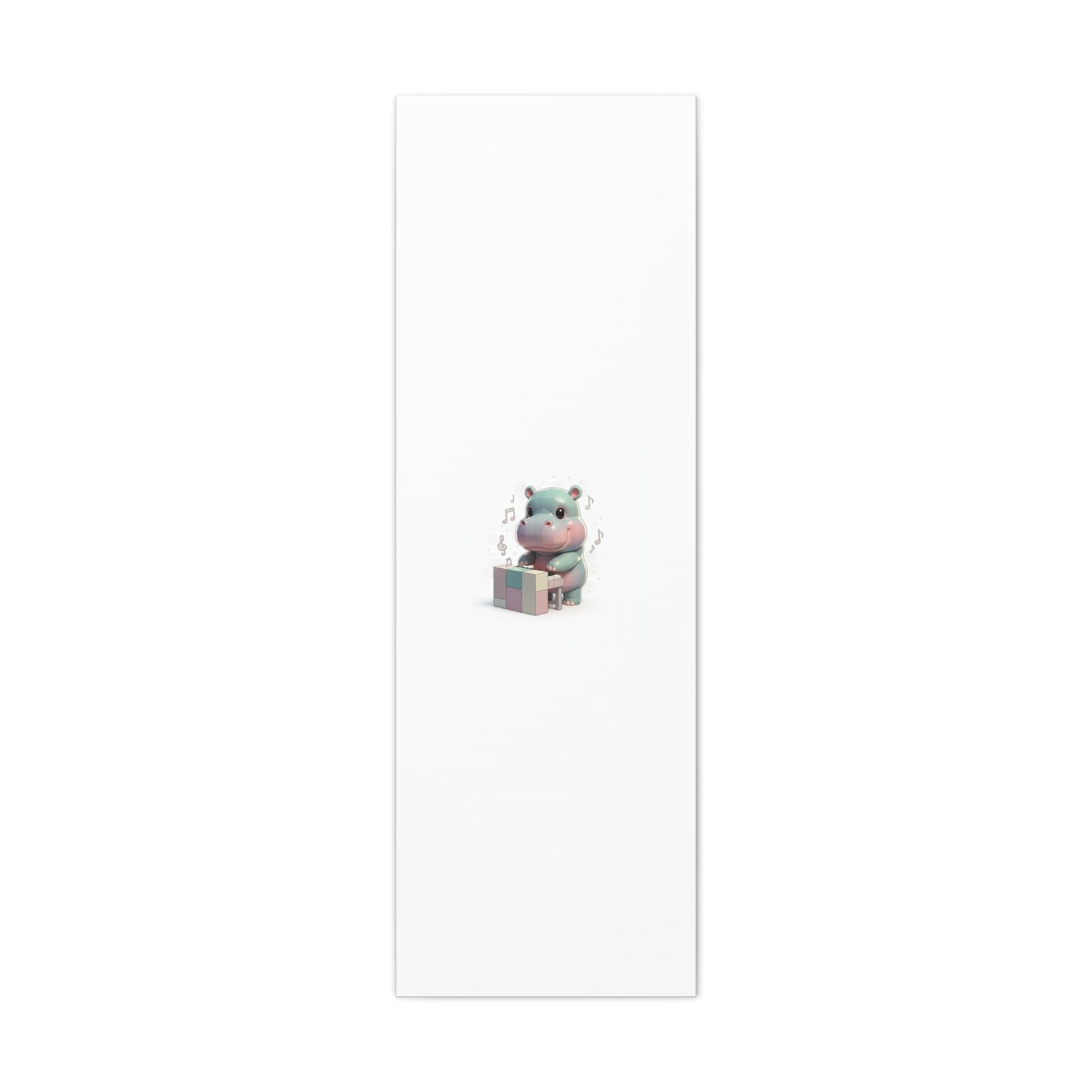Cute Hippo Playing Piano Matte Canvas Print — Nursery Wall Art