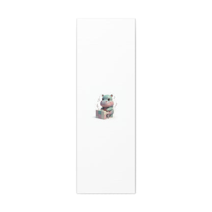 Cute Hippo Playing Piano Matte Canvas Print — Nursery Wall Art