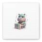 Cute Hippo Playing Piano Matte Canvas Print — Nursery Wall Art