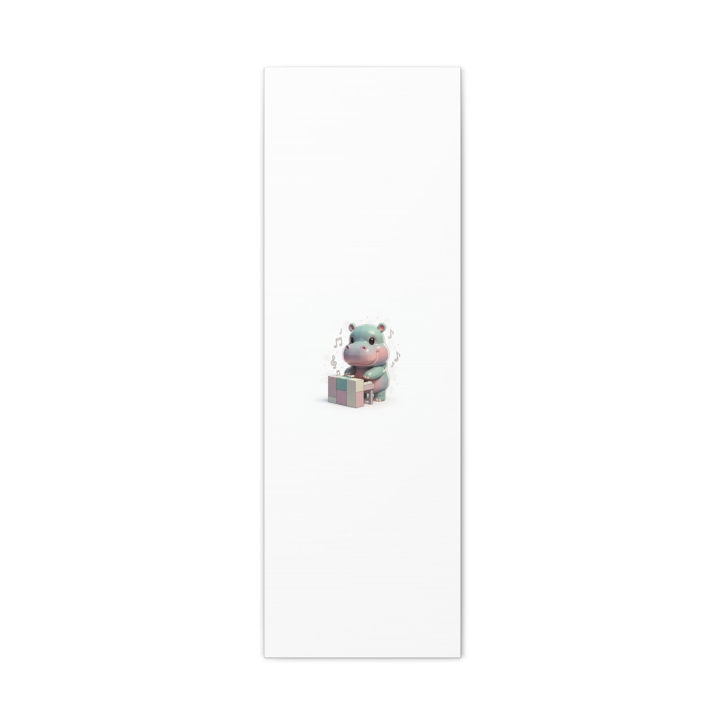 Cute Hippo Playing Piano Matte Canvas Print — Nursery Wall Art