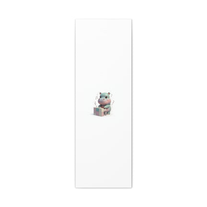 Cute Hippo Playing Piano Matte Canvas Print — Nursery Wall Art