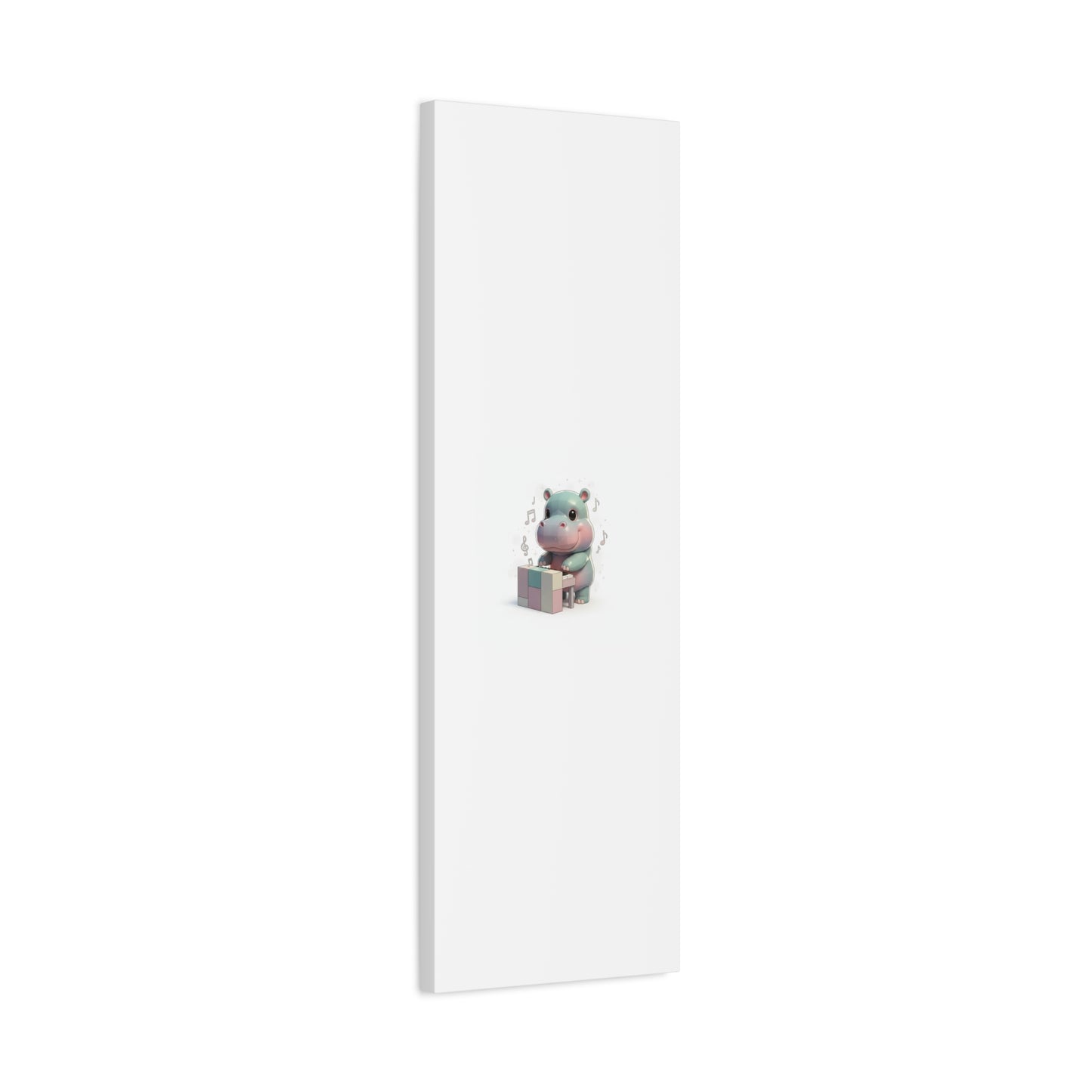 Cute Hippo Playing Piano Matte Canvas Print — Nursery Wall Art