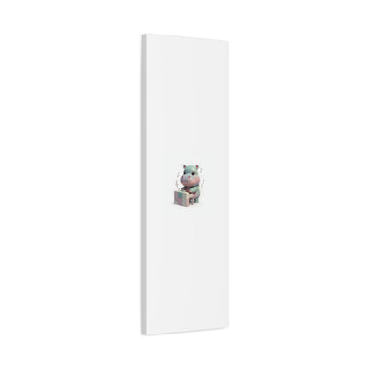 Cute Hippo Playing Piano Matte Canvas Print — Nursery Wall Art
