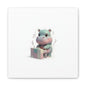 Cute Hippo Playing Piano Matte Canvas Print — Nursery Wall Art