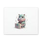 Cute Hippo Playing Piano Matte Canvas Print — Nursery Wall Art