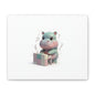 Cute Hippo Playing Piano Matte Canvas Print — Nursery Wall Art