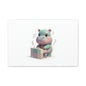 Cute Hippo Playing Piano Matte Canvas Print — Nursery Wall Art