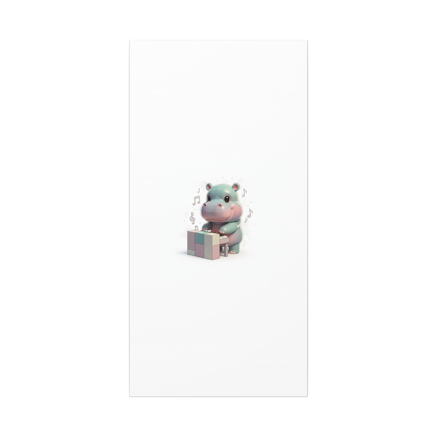 Cute Hippo Playing Piano Matte Canvas Print — Nursery Wall Art
